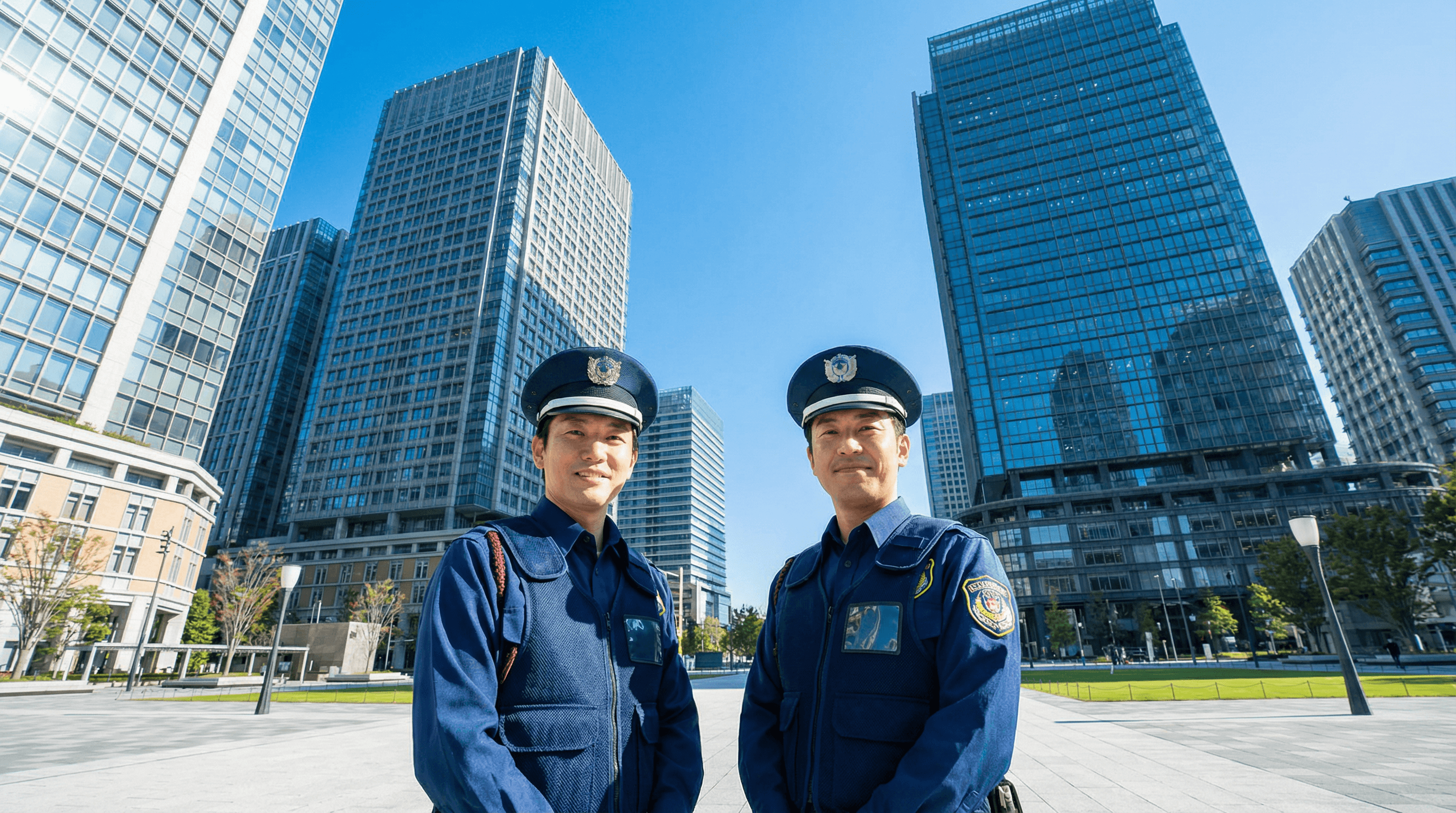 TOP ON警備員と東京のオフィスビル
